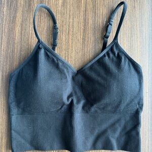 Zella Black Ribbed Camisole Bralette